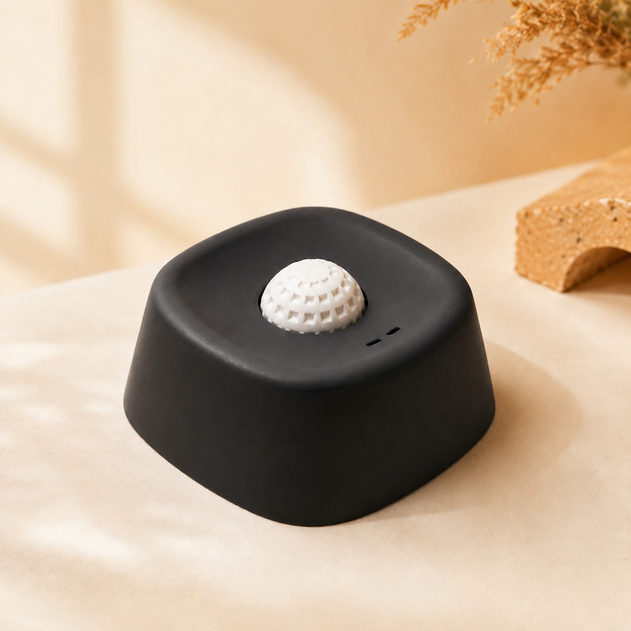 Black slow feeder dog bowl with white anti-gulp ball — FUR WINDOW The Slow Feast