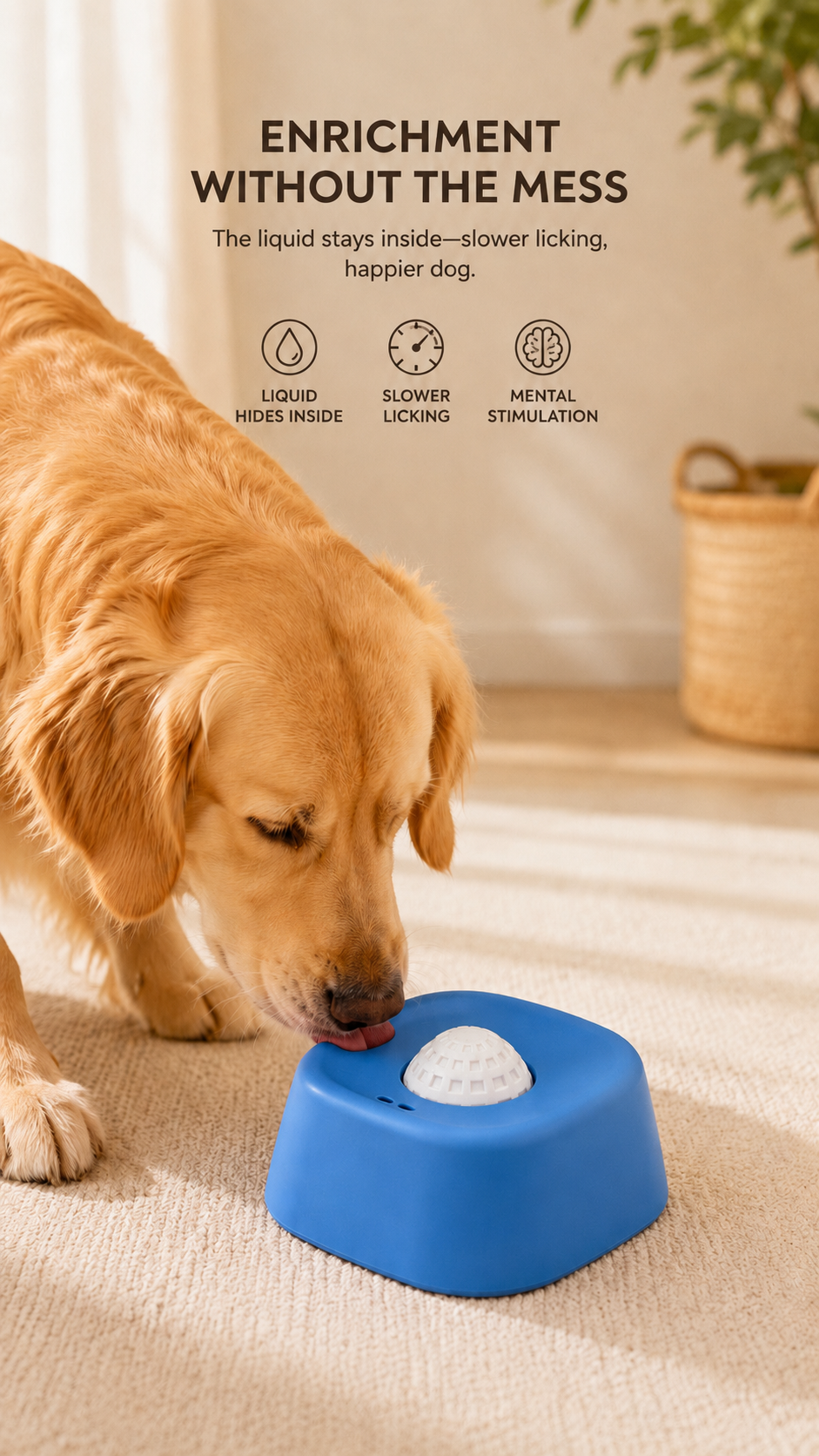 Slow feeder dog bowl with non-slip ball for fast eaters — FUR WINDOW The Slow Feast